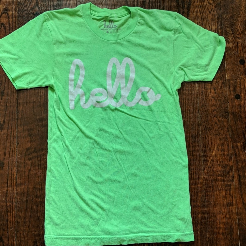 Bright green Hello apparel crew neck t shirt